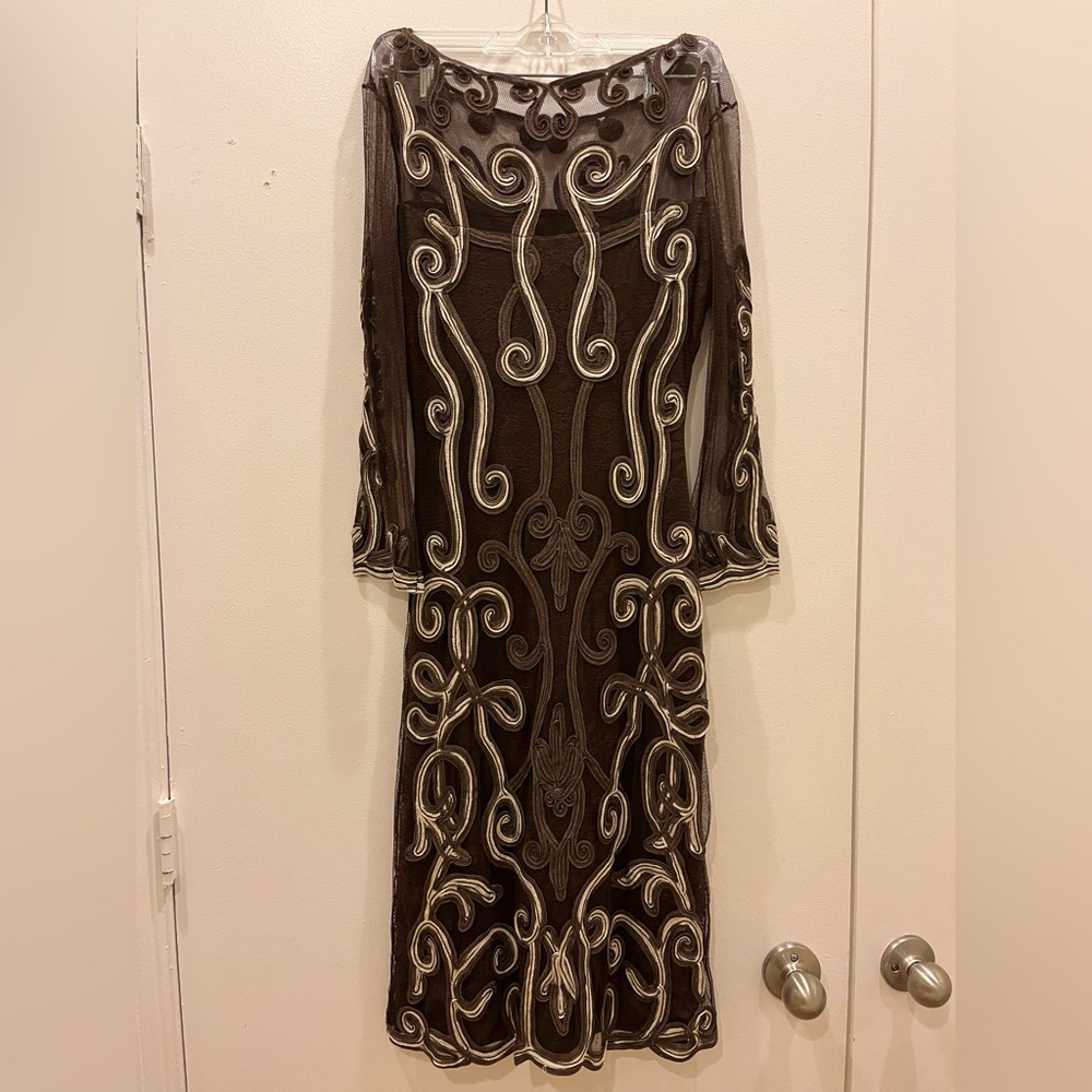 Elegant Brown and Cream Dress